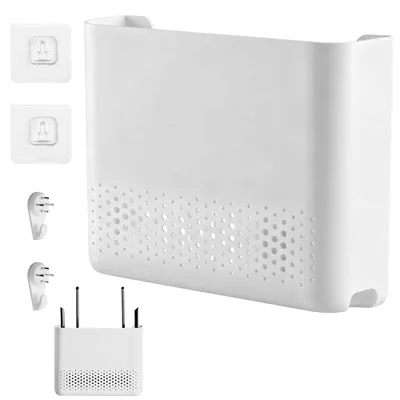 Router-Aufbewahrungsbox, weiß, 30x22x6,5 cm, mit Kabelmanagement