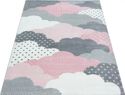 Produktbild von Teppich Läufer Kinderzimmer Pink 80x150 Wolken Design aus Polypropylen
