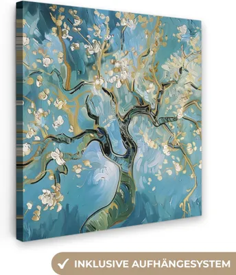 Obrázek produktu pro OneMillionCanvasses® - Obrazy na plátně - Květ mandloně - Modrá - abstraktní umění, nástěnné dekorace, Obrazy do obývacího pokoje, 50x50cm