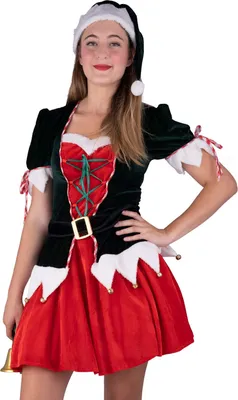 Produktbild von Weihnachtselfen Wichtel Kostüm "Christina" für Damen | Grün Rot Größe: 44/46