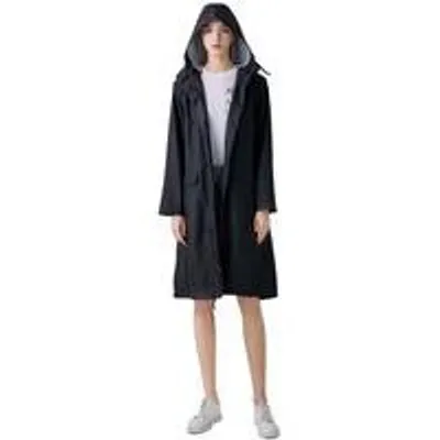 Produktbild von Famanu Regenjacke für Damen, wasserabweisend mit Kapuze - Schwarz, Größe L