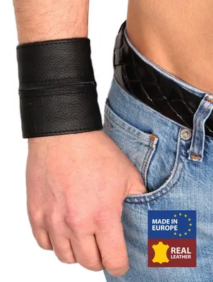 Produktbild von Lederarmband – schwarz/schwarz – mit Reißverschluss-L