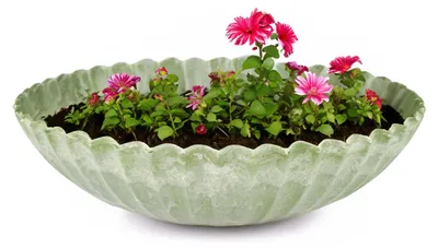 Produktbild von Pflanzschale für draussen Dekoschale rund grün marmoriert 22 cm