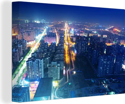 Produktbild von OneMillionCanvasses® - Leinwandbilder - 140x90 cm, Stadtbild von Nanchang in China, Asien, Wandbilder Kunstdruck Wanddekoration - Foto auf Leinwand - Gemälde auf Holzrahmen