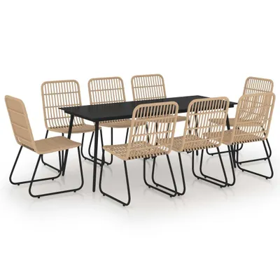 Image de vidaXL Ensemble de jardin 9 pièces Poly rotin et verre