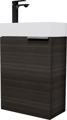 Produktbild von Planetmöbel Waschbeckenunterschrank inkl. Keramikwaschbecken 40cm mit Armatur schwarz Gäste WC Anthrazit