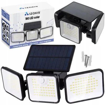 Produktbild von Izoxis 24889 Solar-LED-Leuchte mit 180 LEDs, PIR-Bewegungs- und Dämmerungssensor, IP65, 550 lm, 1800 mAh