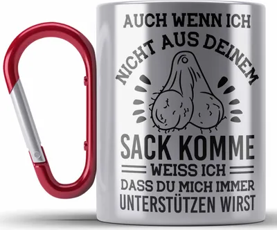 Produktbild von Trendation - Stiefpapa Edelstahl Tasse Karabiner Spruch Geschenk Lustige Sprüche Stiefvater Geschenk Geburtstag Geburtstagsgeschenk (Rot)