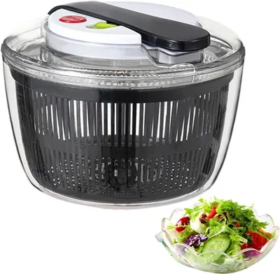 Produktbild von Salatschleuder Edelstahl Groß 3L Salatschleuder mit Deckel, Rutschfestem Boden, Salad Spinner Zum Waschen und Abtropfen von Salaten, Abgießen
