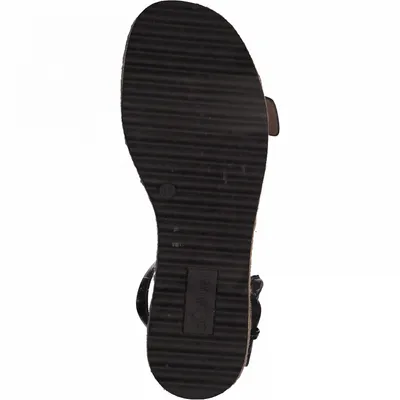 Produktbild von s.Oliver Damen Sandale Schnalle Keilabsatz Bast 5-28104-28, Größe:37 EU, Farbe:Schwarz