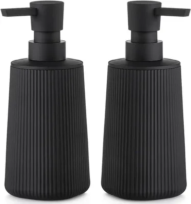 Zdjęcie produktu dla Dozownik do mydła - Czarny - 350 ml - Dozownik do mydła do rąk z pompą - Nowoczesny dozownik do płynu do mycia naczyń ze szkła, idealny do łazienki, kuchni i blatu