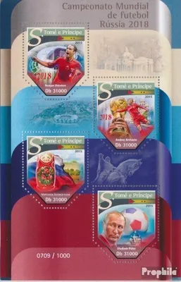 Produktbild von Briefmarken Sao Tome e Principe 2015 Mi 6495-6498 Kleinbogen (kompl.Ausg.) postfrisch Fußball-WM 2018 in Russland