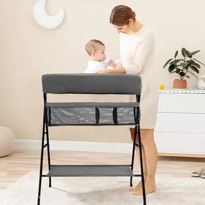 Immagine prodotto di Tavolino fasciatoio - Struttura regolabile in altezza - 79 x 55,5 cm - Bianco panna