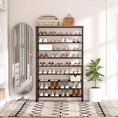 Imagen del producto de Estantería para zapatos Famanu, diseño robusto - 28,5 cm de profundidad x 100 cm de ancho x 159 cm de alto