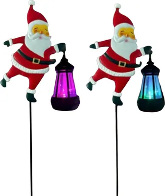 Produktbild von Weihnachts-Solar-Gartenleuchte für den Außenbereich, wasserdicht, Schneemann-/Weihnachtsmann-Motiv, Gartenwegleuchte mit Erdspieß für Hof, Rasen, Gehweg und Terrasse