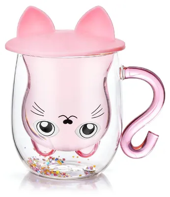 Doppelwandiges Kaffeeglas 500 ml Katzenmotiv Geschenk