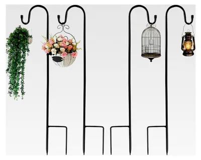 Produktbild von 4 Stück Garten Schäferhaken, 120 cm Laternenstab aus Metall