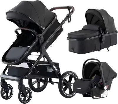 Produktbild von Yazoco - Kinderwagen - 3 in 1 Set - Inkl. Maxi Cosi - Faltbar - XXL Set - Komplettes Set - Farbe Schwarz
