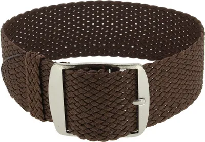 Produktbild von Minott Uhrenarmband mit Dornschließe in braun geflochten Perlon 32993, Stegbreite:24mm, Schließe:Silbern