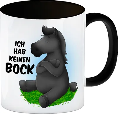 Produktbild von Ich hab keinen Bock Kaffeebecher Henkel und Innenseite Schwarz mit