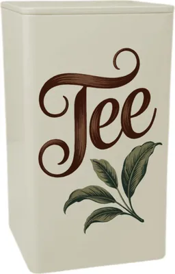 Produktbild von Vorratsdose Vintage Tee Typografie Motiv 900ml mit Aromaschutz, 8x8x15cm