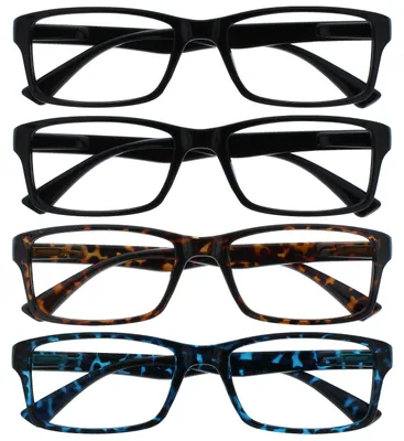 Produktbild von OPULIZE Die Lesebrille Unternehmen Schwarz Braun Blau Leser Wert 4er-Pack Designer Stil Herren Frauen RRRR92-1123 +1,50