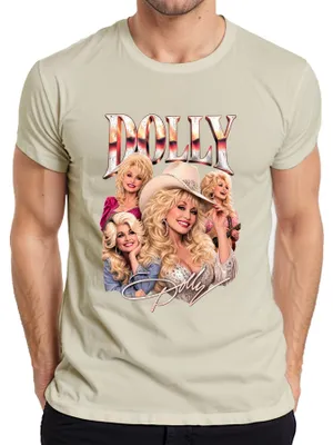 Zdjęcie produktu dla Koszulka męska z motywem Dolly Parton, ikony country, w stylu westernowym, z motywem kowbojki, rozmiar L