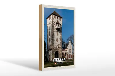 Produktbild von Holzschild Reise Basel Schweiz St. Alban-Tor 20x30cm
