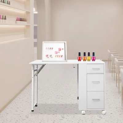 Obrázok produktu pre Manikérsky stôl - Stôl na manikúru - Pultík pre kaderníctvo/kozmetické služby - Pracovný stôl pre manikúru - Skladací pracovný stôl