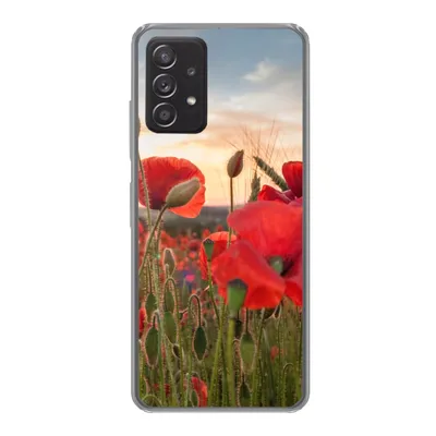 Produktbild von MuchoWow® Handyhülle Schutzhülle Hülle für Samsung galaxy a73 Sonnenuntergang hinter den schönen Mohnblumen Silikon Softcase Handy Hülle - Handyhülle