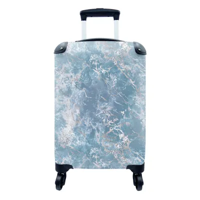 Produktbild von MuchoWow® Koffer Handgepäck Trolley Rollkoffer Kleine Reisekoffer mit 4 Rollen - Marmor - Silber - Luxus - Design - Cabin Size < 55x40x23 cm & 55x40x20 cm - Fotokoffer - Kabinenkoffer - Boardgepäck - Reise-Box - Reisekoffer - Reisegepäck - Koffer mit Bild - Trolley für Kinder