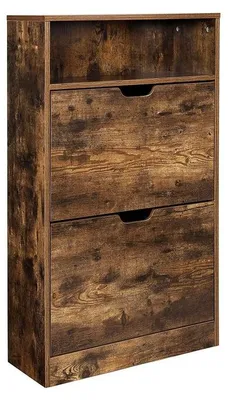 Produktbild von Schuhschrank mit 2 Klappen, Vintagebraun, 60 x 24 x 102 cm