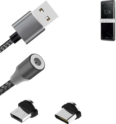 Produktbild von K-S-Trade Hochwertiges Magnet-Lade-kabel Sync-Kabel Daten-Kabel für Sony Xperia Pro mit USB-Typ-C-Anschluss und Micro-USB-Anschluss 2A bis zu 480mbps