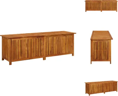 A collage of images showing a wooden storage box from different angles.