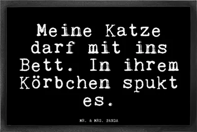 Produktbild von Mr. & Mrs. Panda Eingangsteppich Meine Katze darf mit... 40 x 60 cm - Schwarz - Geschenk, Glizer Spruch Sprüche Weisheiten Zitate Lustig Weisheit Worte, Herrchen, Katzen