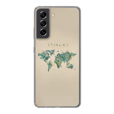 Produktbild von MuchoWow® Handyhülle Schutzhülle Hülle für Samsung Galaxy S21 FE Weltkarte - Pflanzen - Wasser Silikon Softcase Handy Hülle - Mobiltelefonhülle