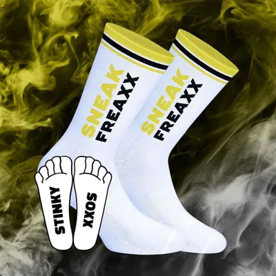 Immagine prodotto di Stinky Soxx – premium calzini bianco-gialli