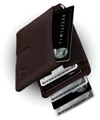 Produktbild von Geldklammer Slim Minimalist Wallet für Männer - RFID Blocking Leder Design mit Geldklammer - Front Pocket Bifold Hält 12 Karten - Stilvolle & Kompakte Brieftaschen, Truffle, 3.0 x 3.75 x
