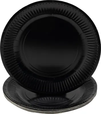 Image de Pronappe 25x 20 Assiettes en carton rondes, 23 cm Noir 79211I