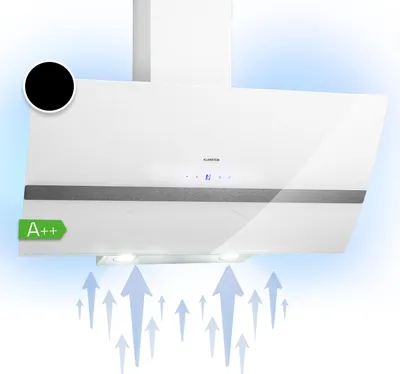 Image de Klarstein Clara Hotte Aspirante 90cm, Hottes de Cuisine Inclinées, Filtre de Hotte en Aluminium, Débit d'Air Puissant 509 m³/h, Eclairage à LED, Efficacité Classe A, Hotte Efficace avec Evacuation