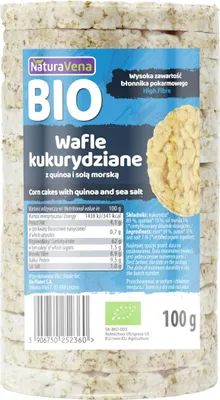 WAFLE KUKURYDZIANE Z QUINOA I SOLĄ MORSKĄ BIO 100 g - NATURAVENA