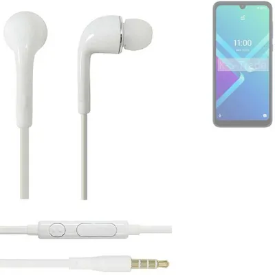 Produktbild von K-S-Trade Kopfhörer Headset kompatibel mit Wiko Y82 mit Mikrofon u Lautstärkeregler weiß 3,5mm Klinke Kabel Headphones Ohrstöpsel Ohrstecker