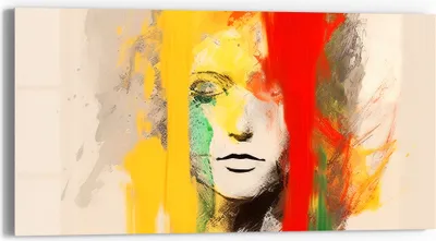 Produktbild von DEQORI Glasbild Echtglas 60x30 cm 'Farben des Gesichts ' Wandbild Bild modern Deko