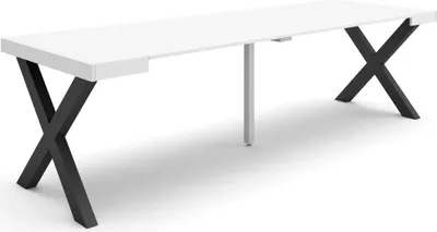 Produktbild von Ausziehbarertisch, 262x90x73cm, Für 12 Gäste, Massivholz Beine, Weiß