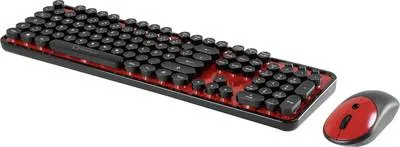 Immagine prodotto di Renkforce Funk-Tastatur,- Maus-Set RF-DS-RETRO Schwarz/Rot (1583220)