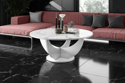 Produktbild von Design Couchtisch HRC-111 Hochglanz Wohnzimmertisch Highgloss Rund Tisch ⌀100 cm x 45 cm