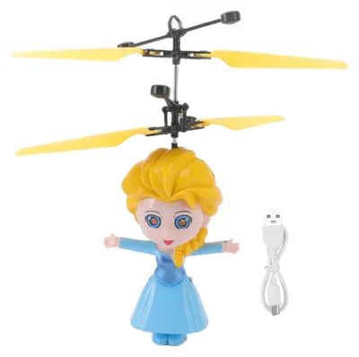 Imagen del producto de Cuadricóptero volador con forma de muñeca, princesa, dron de juguete controlado por radiofrecuencia. Juguete interactivo para niños, avión volador para niños y niñas