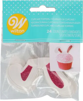 Produktbild von Wilton Cupcake-Dekoration Glitter Bunny Ohrstäbchen / Hasenohren pk/24