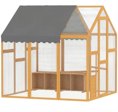 Produktbild von Hühnerstall 3,07㎡ Freilaufgehege Holz mit wasserdichtem Tuch, Sicherheitsschloss, für 6-8 Hühner 1,7 x 1,8 x 1,8 m