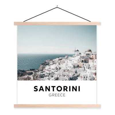 Produktbild von MuchoWow® Textilposter Griechenland - Santorin - Architektur 60x60 cm mit holzfarbenen Rahmen - Wanddekoration